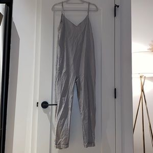 Striped linen romper